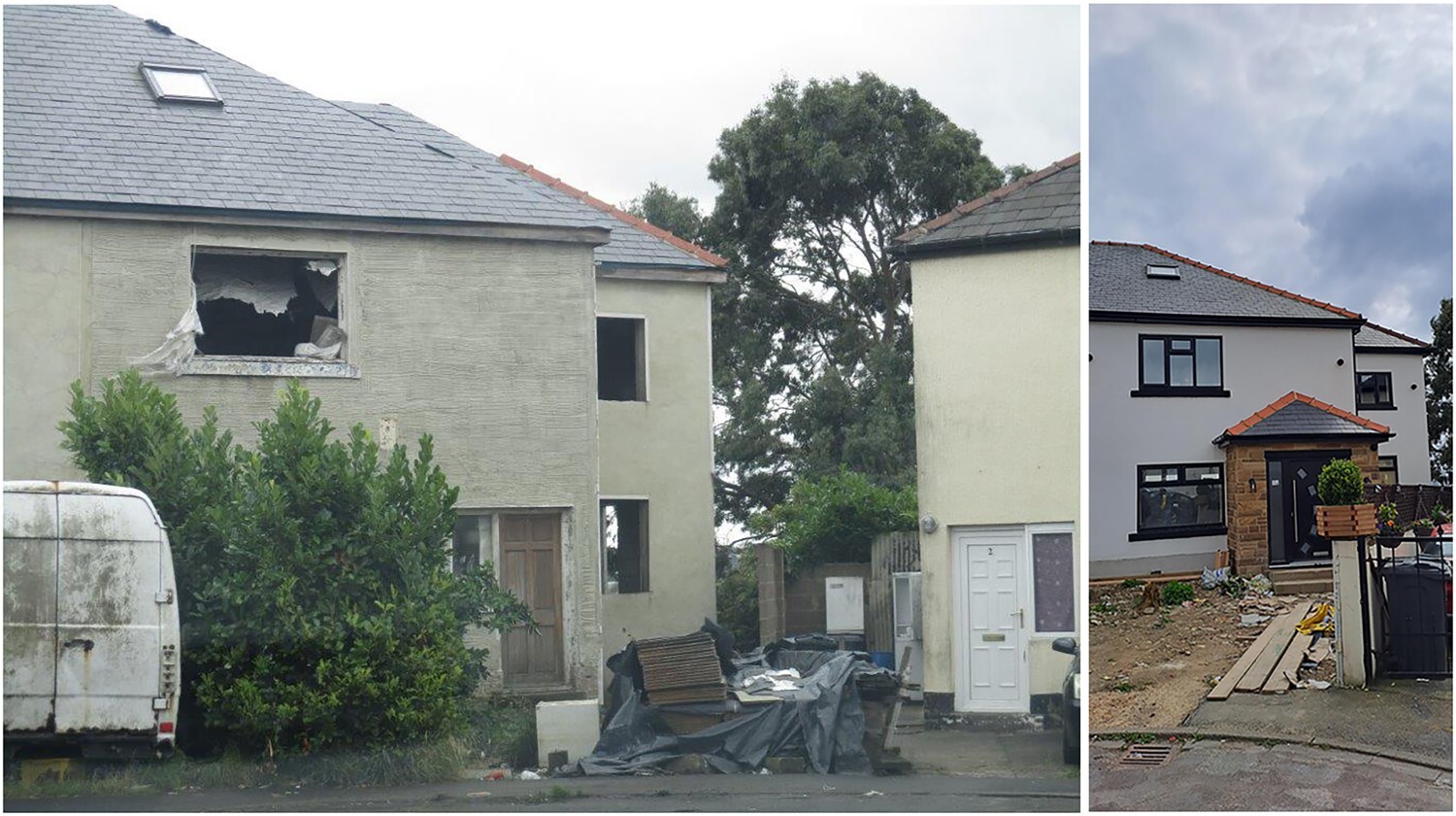 Before and after shots of an empty home being retrofitted in Hull, UK, by Giroscope.